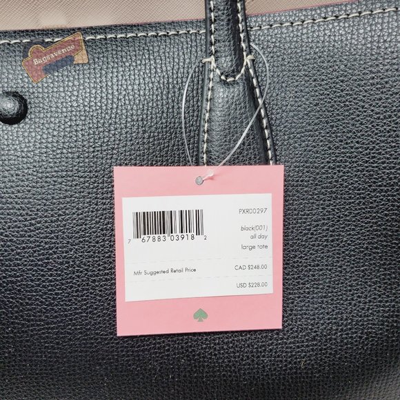 #bagsavenue fast ship all day tote black leather attached wristlet Kate Spade - Picture 7 of 7